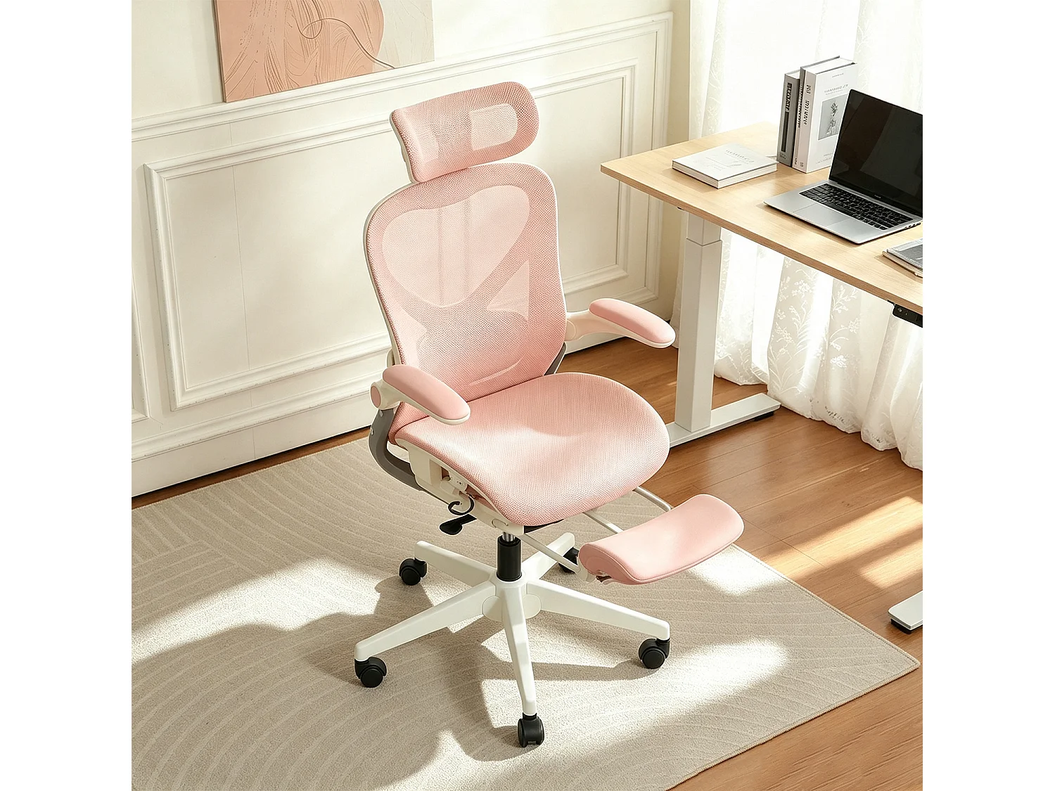 MEUBLES COSY VONGER MESH Chaise de bureau ergonomique en maille rose