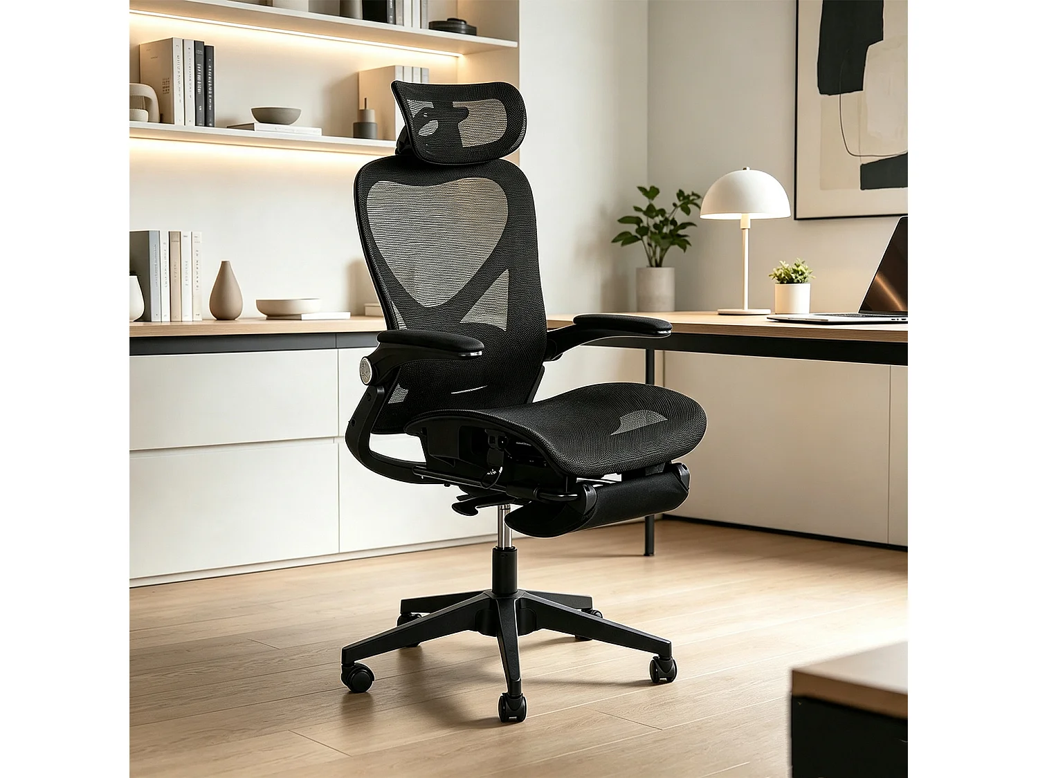 MEUBLES COSY VONGER MESH Chaise de bureau ergonomique en maille noire
