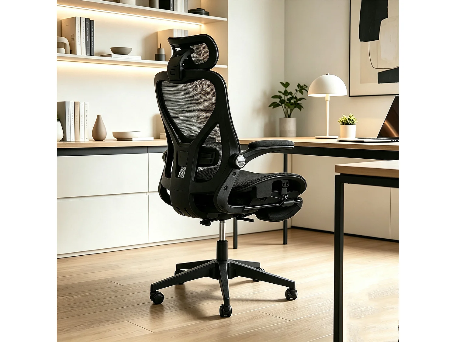 MEUBLES COSY VONGER MESH Chaise de bureau ergonomique en maille noire