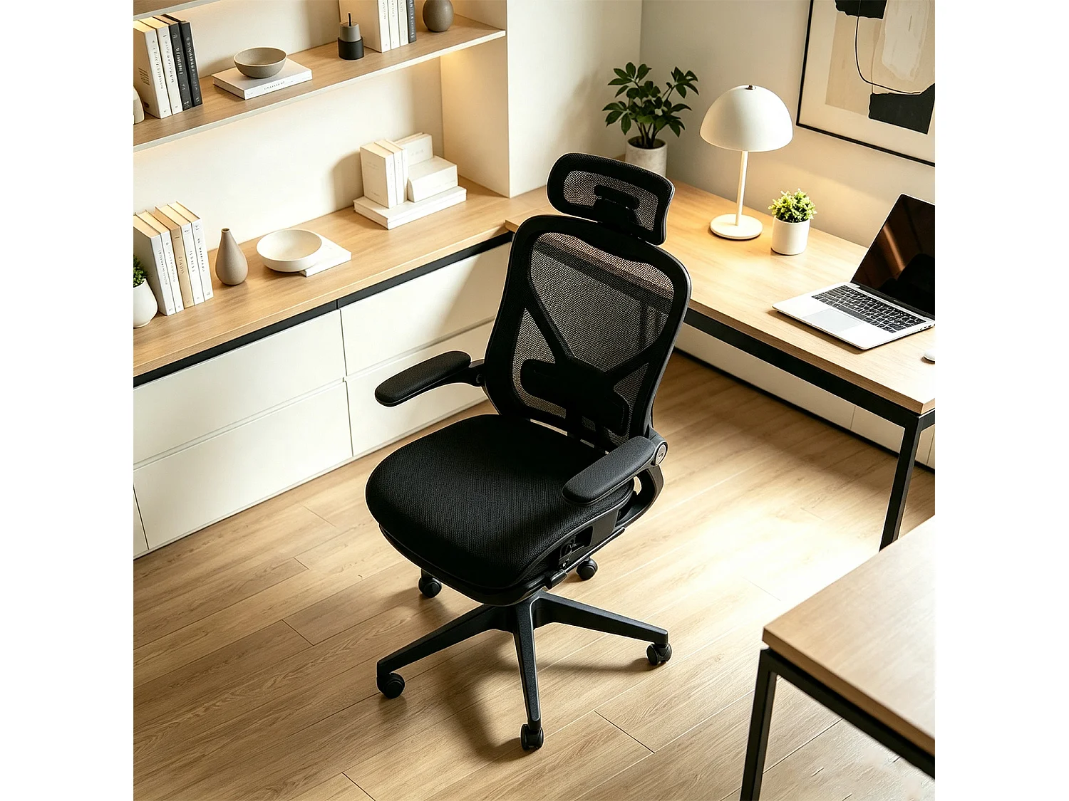 MEUBLES COSY VONGER MESH Chaise de bureau ergonomique en maille noire