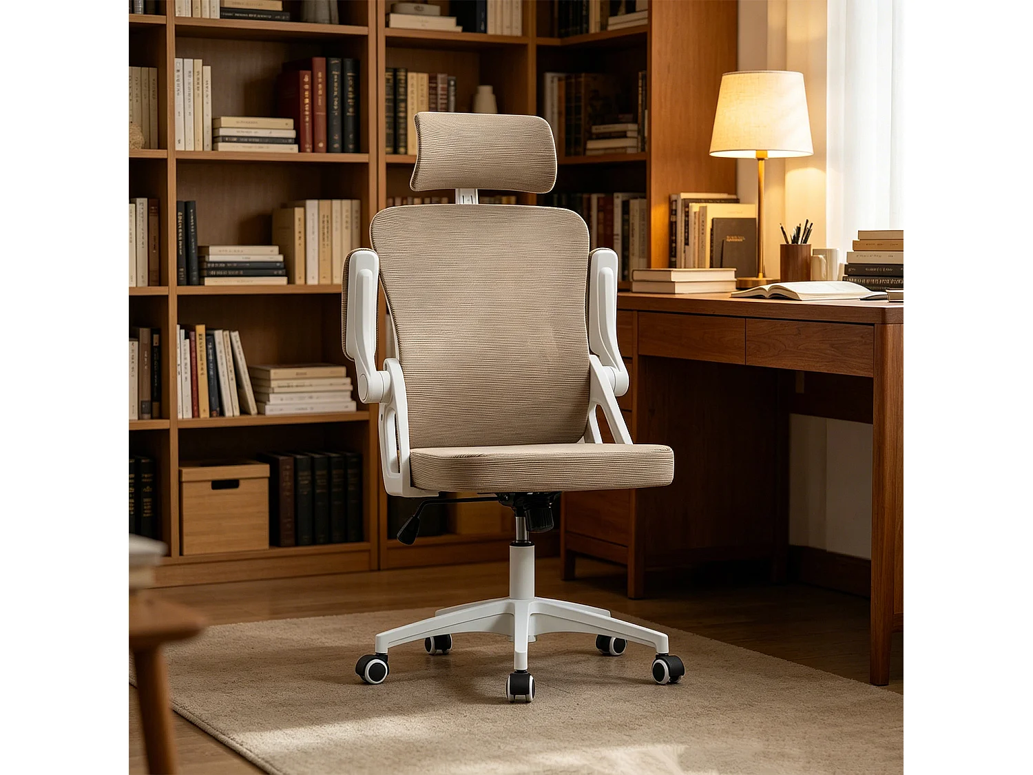 MEUBLES COSY DARVEN Chaise de bureau ergonomique pivotante réglable en hauteur en maille kaki avec cadre en plastique