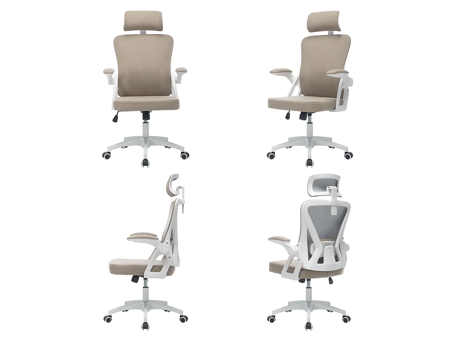 MEUBLES COSY DARVEN Chaise de bureau ergonomique pivotante réglable en hauteur en maille kaki avec cadre en plastique