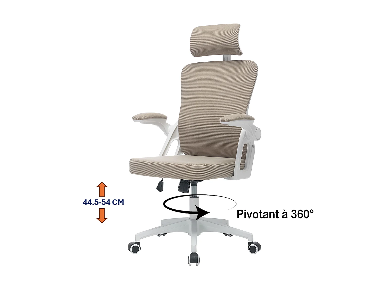 MEUBLES COSY DARVEN Chaise de bureau ergonomique pivotante réglable en hauteur en maille kaki avec cadre en plastique