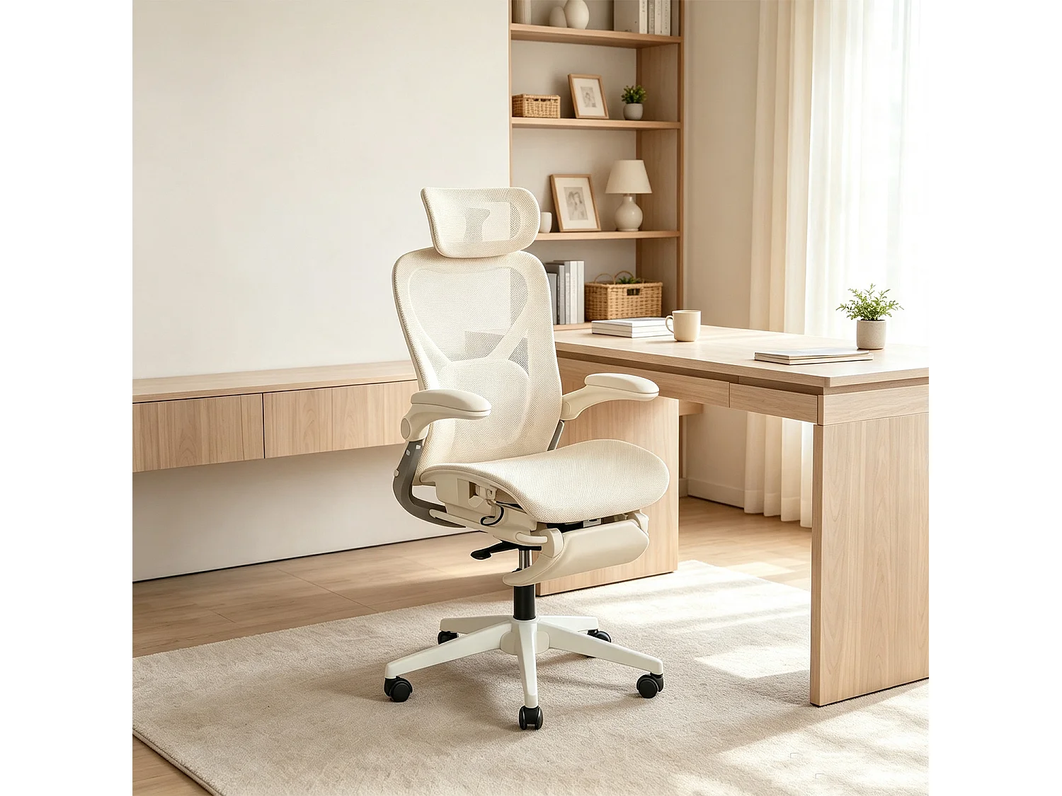 MEUBLES COSY VONGER MESH Chaise de bureau ergonomique en maille beige