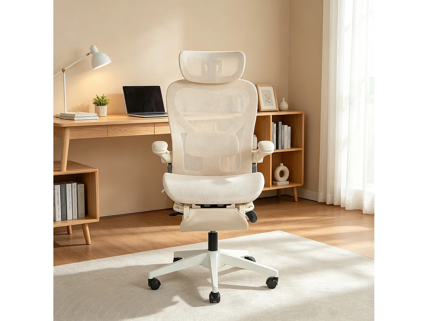 MEUBLES COSY VONGER MESH Chaise de bureau ergonomique en maille beige