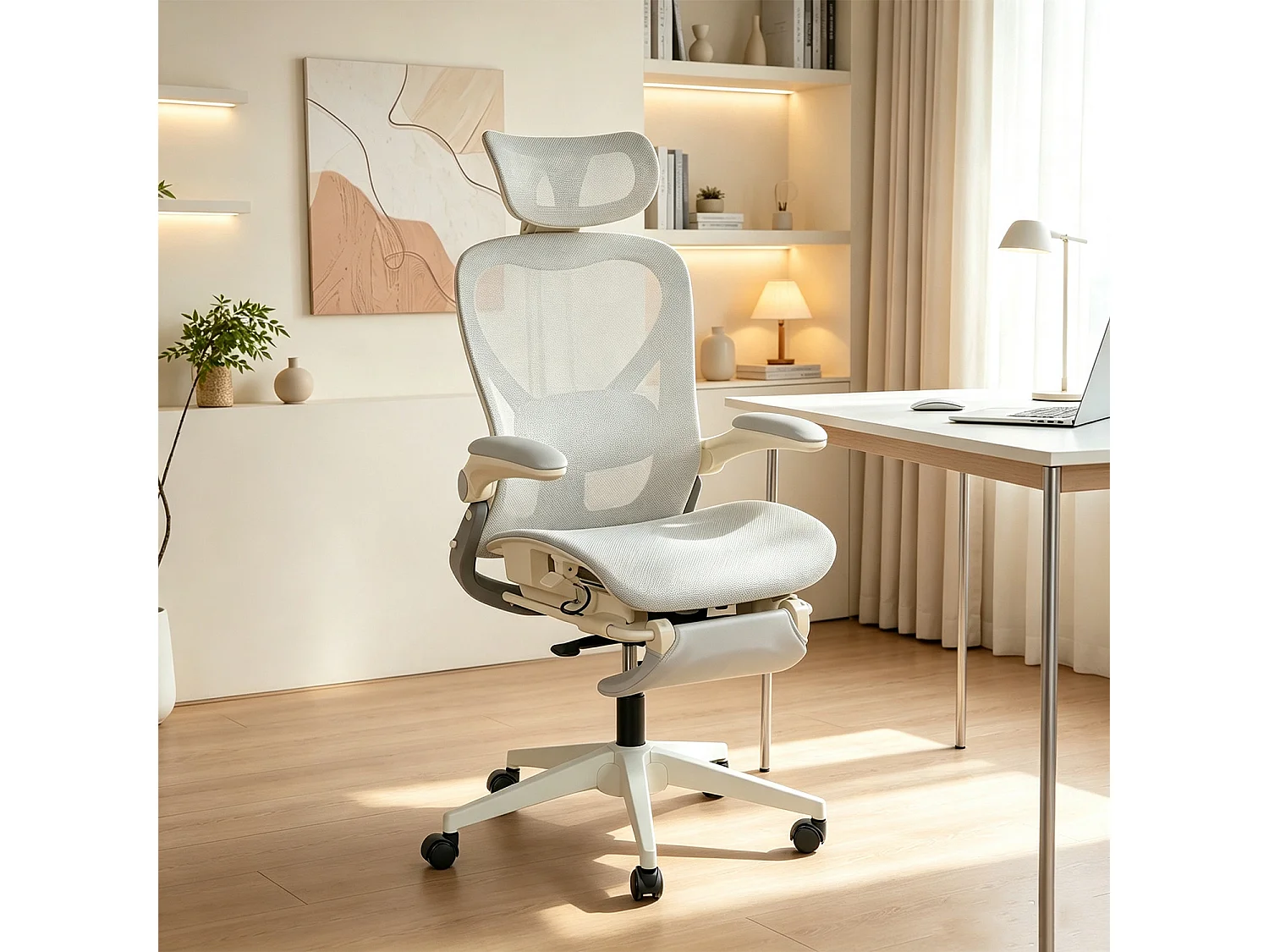MEUBLES COSY VONGER MESH Chaise de bureau ergonomique en maille gris clair