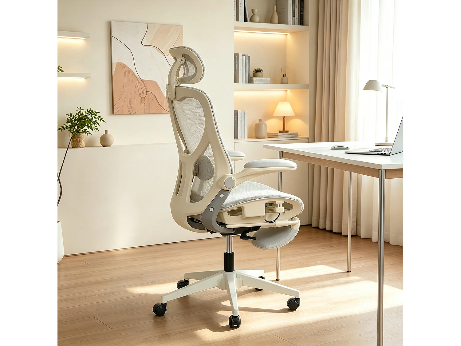 MEUBLES COSY VONGER MESH Chaise de bureau ergonomique en maille gris clair