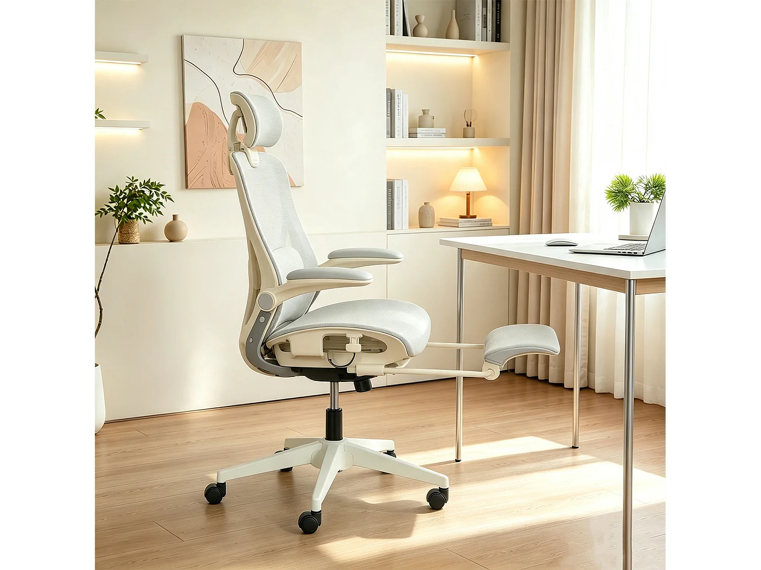 MEUBLES COSY VONGER MESH Chaise de bureau ergonomique en maille gris clair