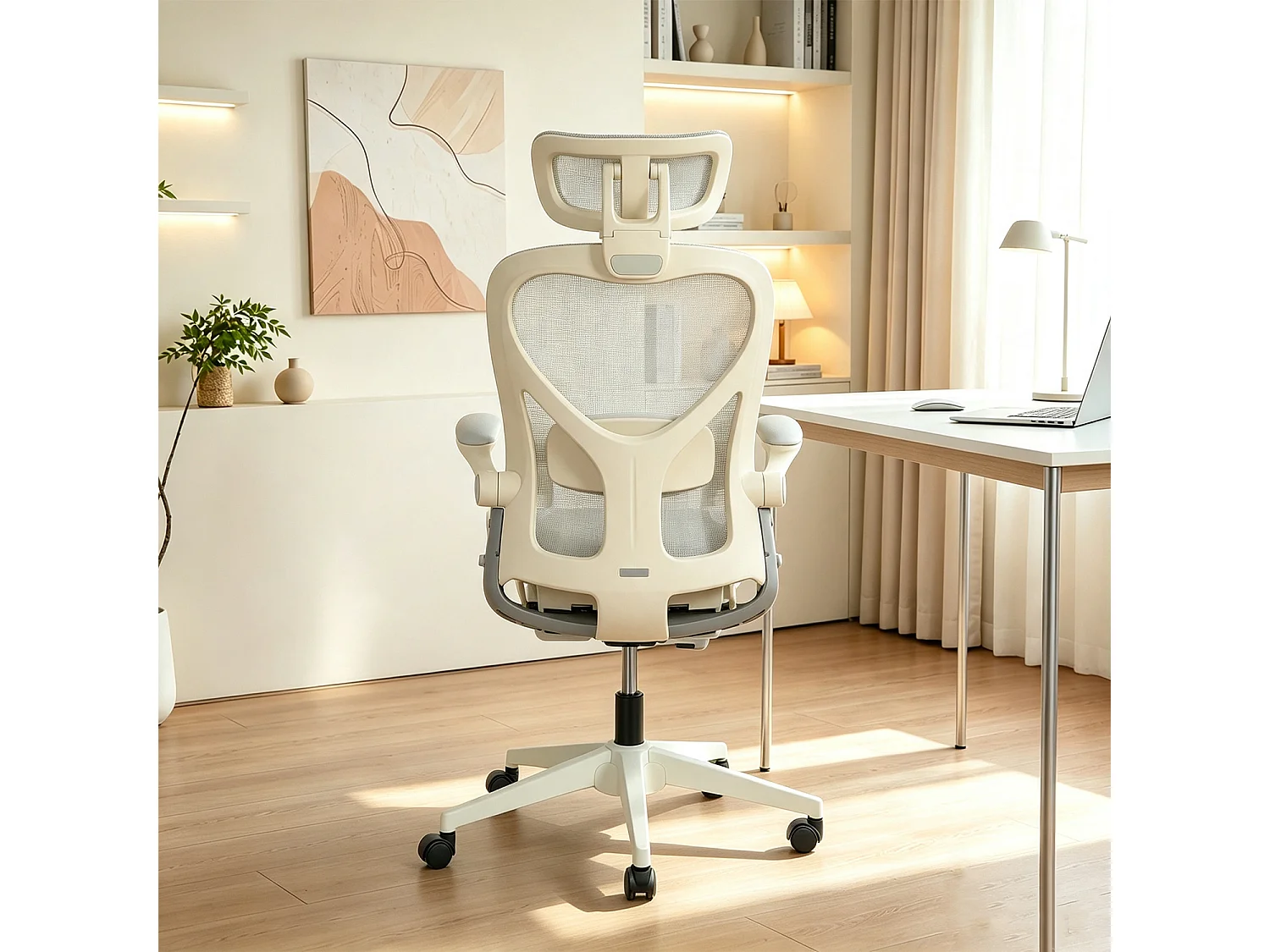 MEUBLES COSY VONGER MESH Chaise de bureau ergonomique en maille gris clair
