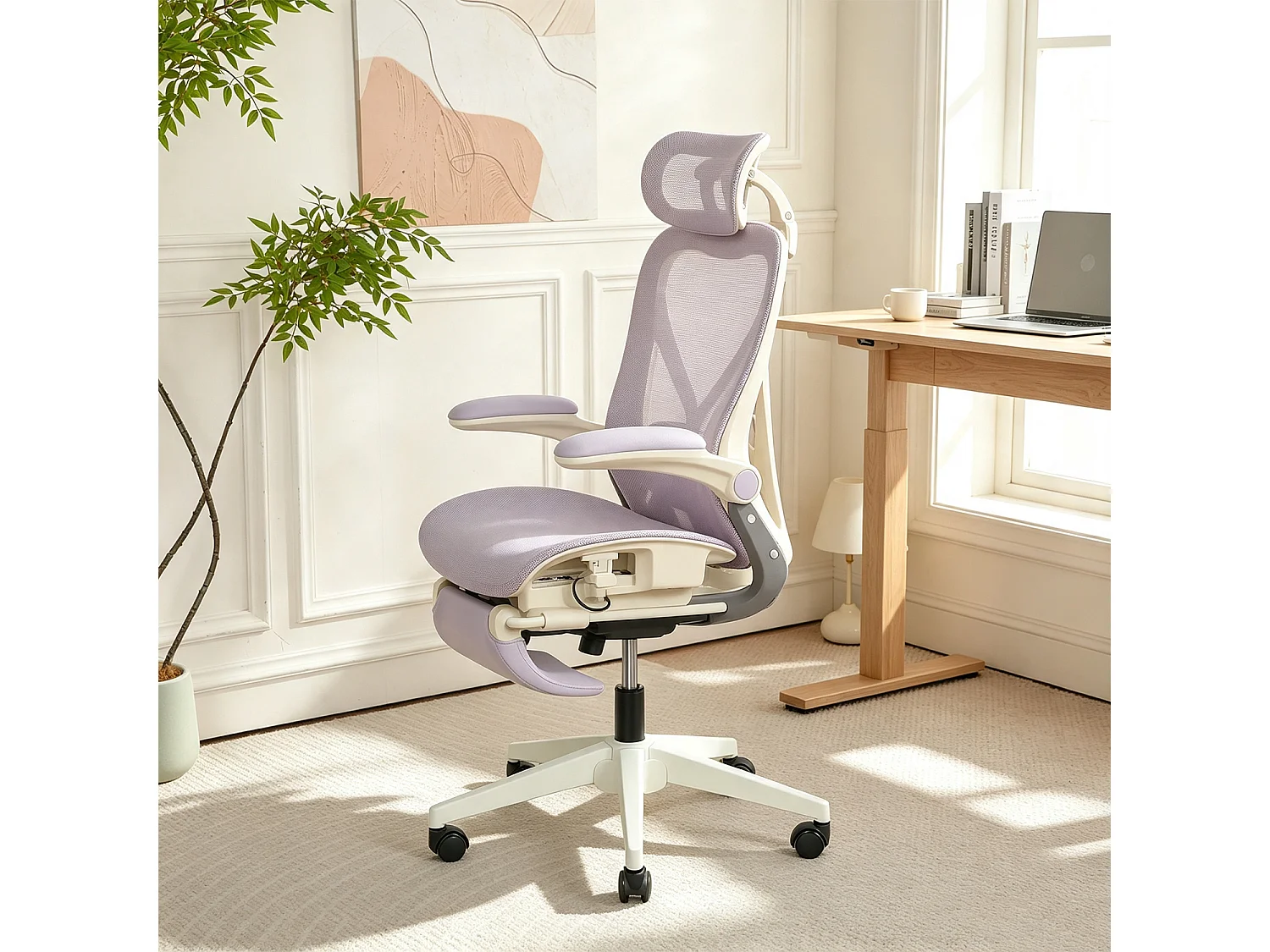 MEUBLES COSY VONGER MESH Chaise de bureau ergonomique en maille violet clair