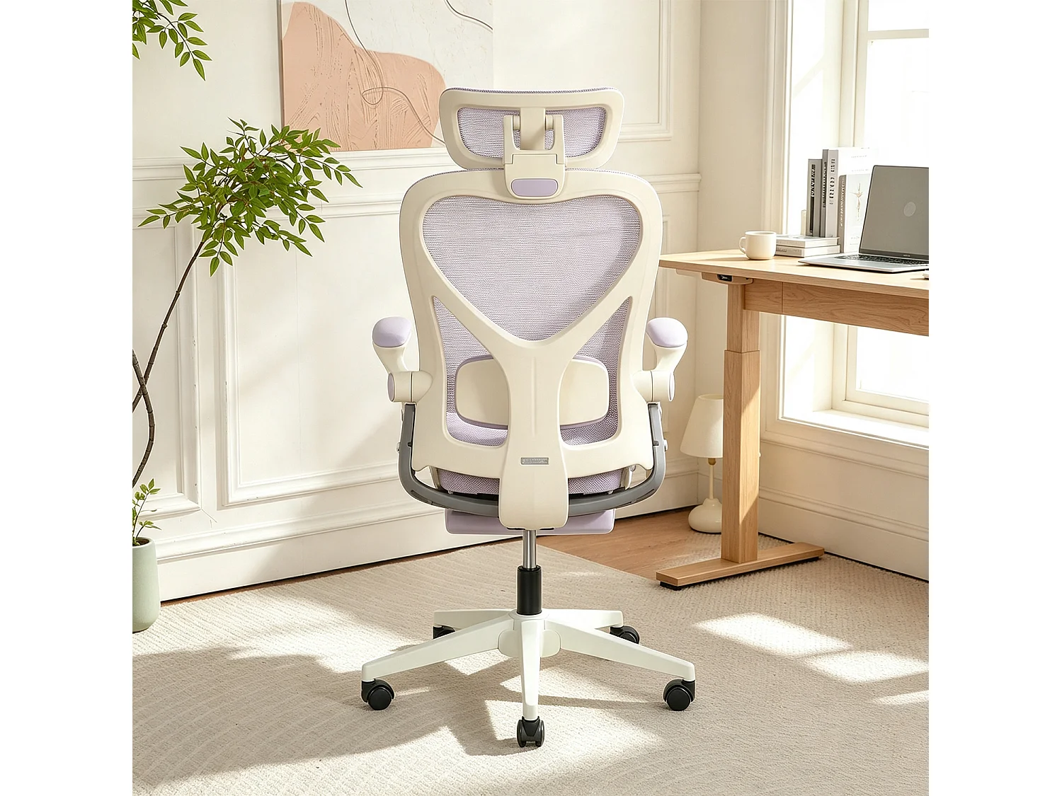 MEUBLES COSY VONGER MESH Chaise de bureau ergonomique en maille violet clair
