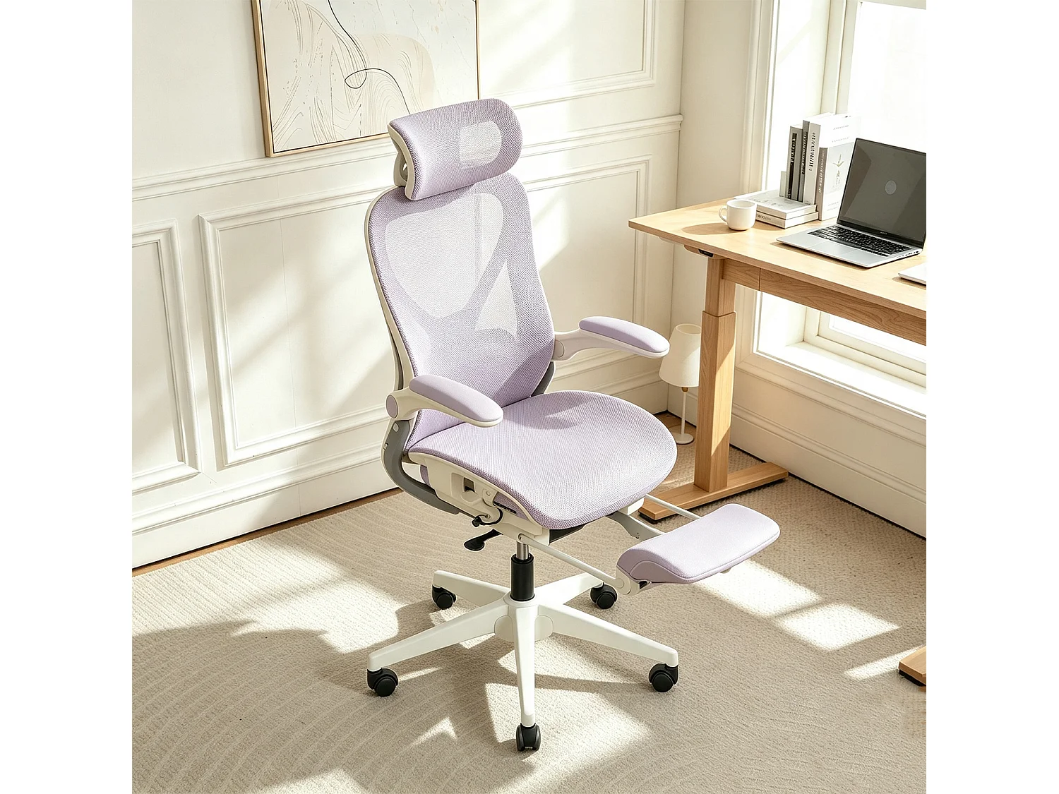 MEUBLES COSY VONGER MESH Chaise de bureau ergonomique en maille violet clair