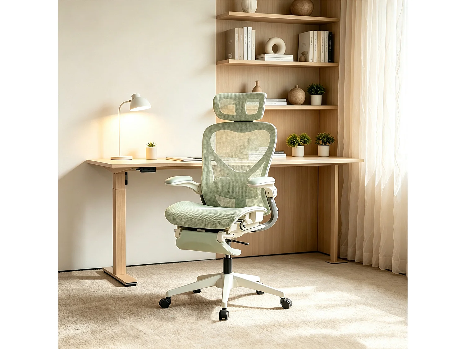 MEUBLES COSY VONGER MESH Chaise de bureau ergonomique en maille vert clair