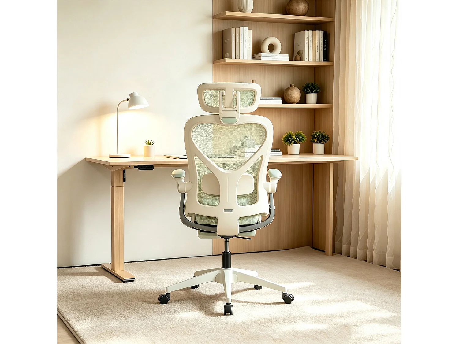 MEUBLES COSY VONGER MESH Chaise de bureau ergonomique en maille vert clair