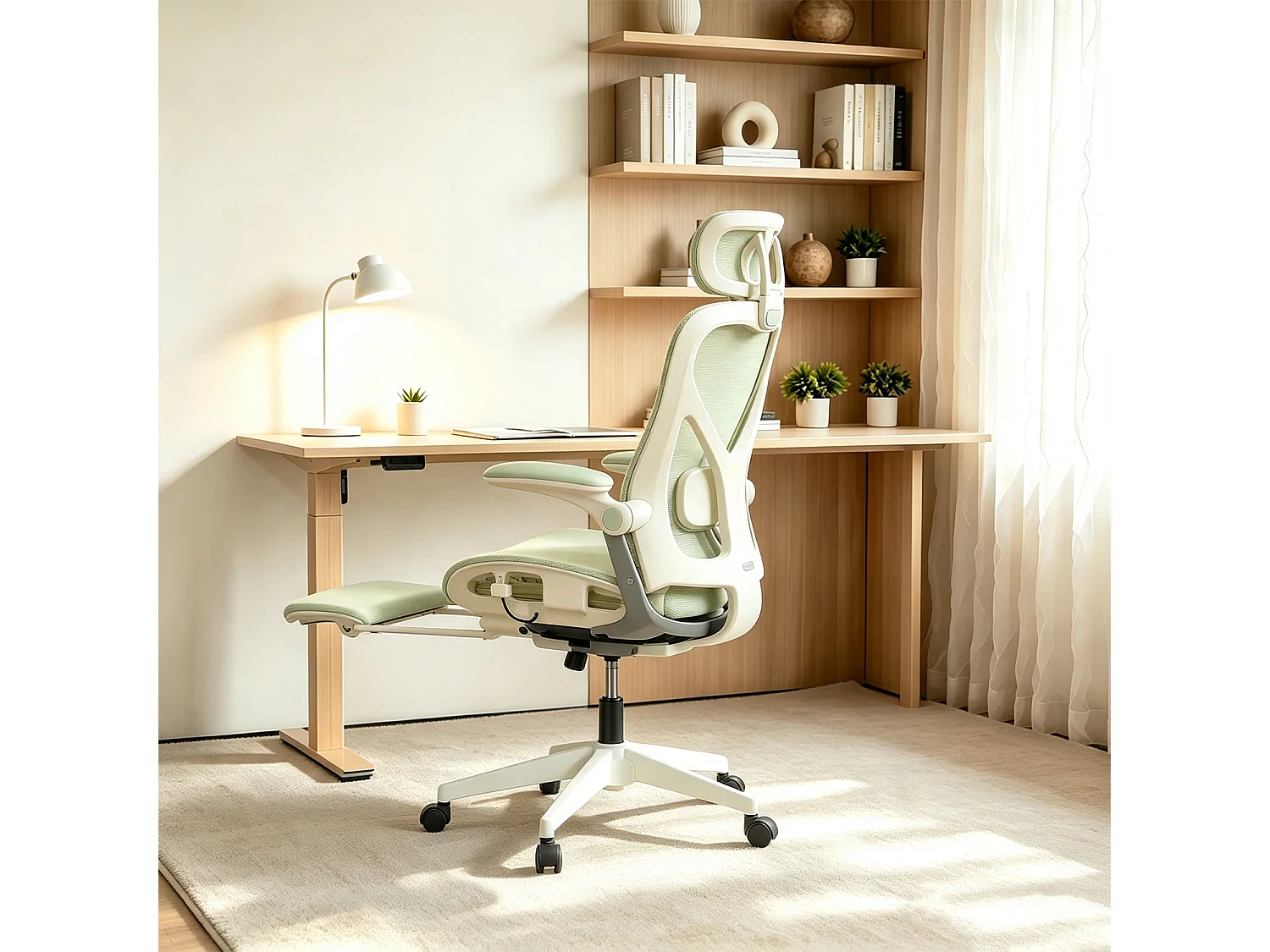 MEUBLES COSY VONGER MESH Chaise de bureau ergonomique en maille vert clair