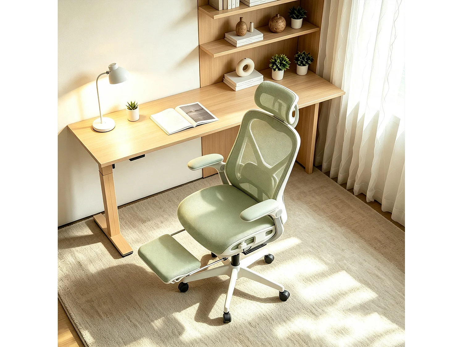 MEUBLES COSY VONGER MESH Chaise de bureau ergonomique en maille vert clair