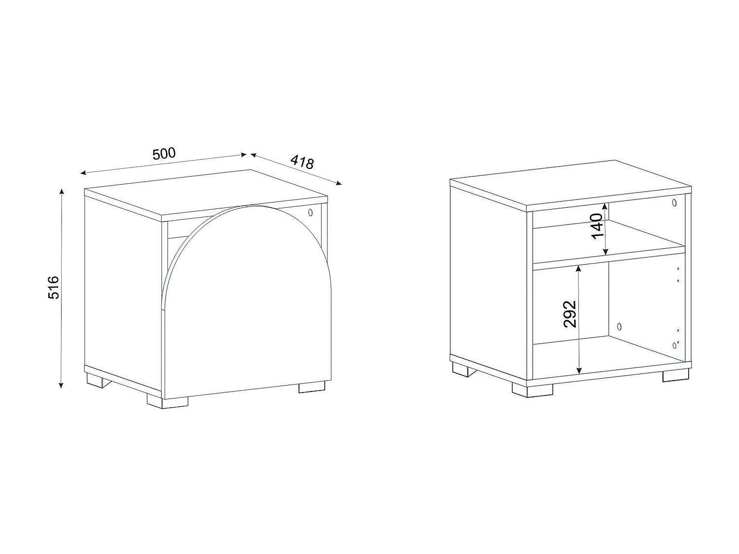 Lot de 2 chevets avec 1 porte - Beige et naturel clair - CARIODA