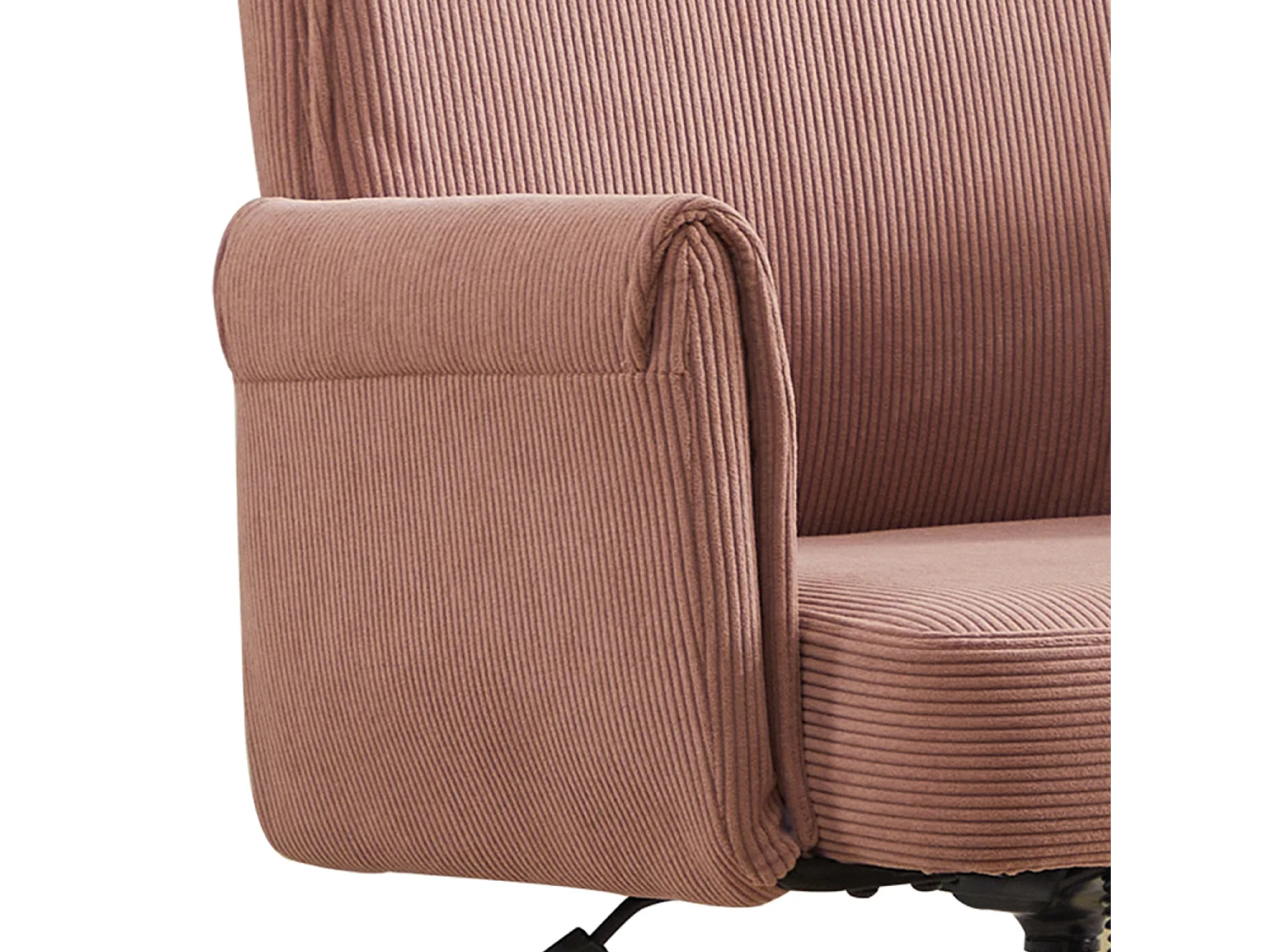 MEUBLES COSY ELVAN Chaise de bureau pivotante réglable en hauteur en velours côtelé rose avec pieds dorés