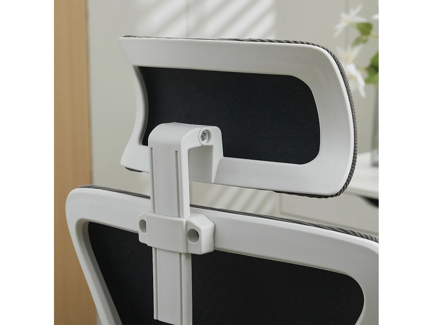 MEUBLES COSY DARVEN Chaise de bureau ergonomique pivotante réglable en hauteur en maille gris foncé avec cadre en plastique