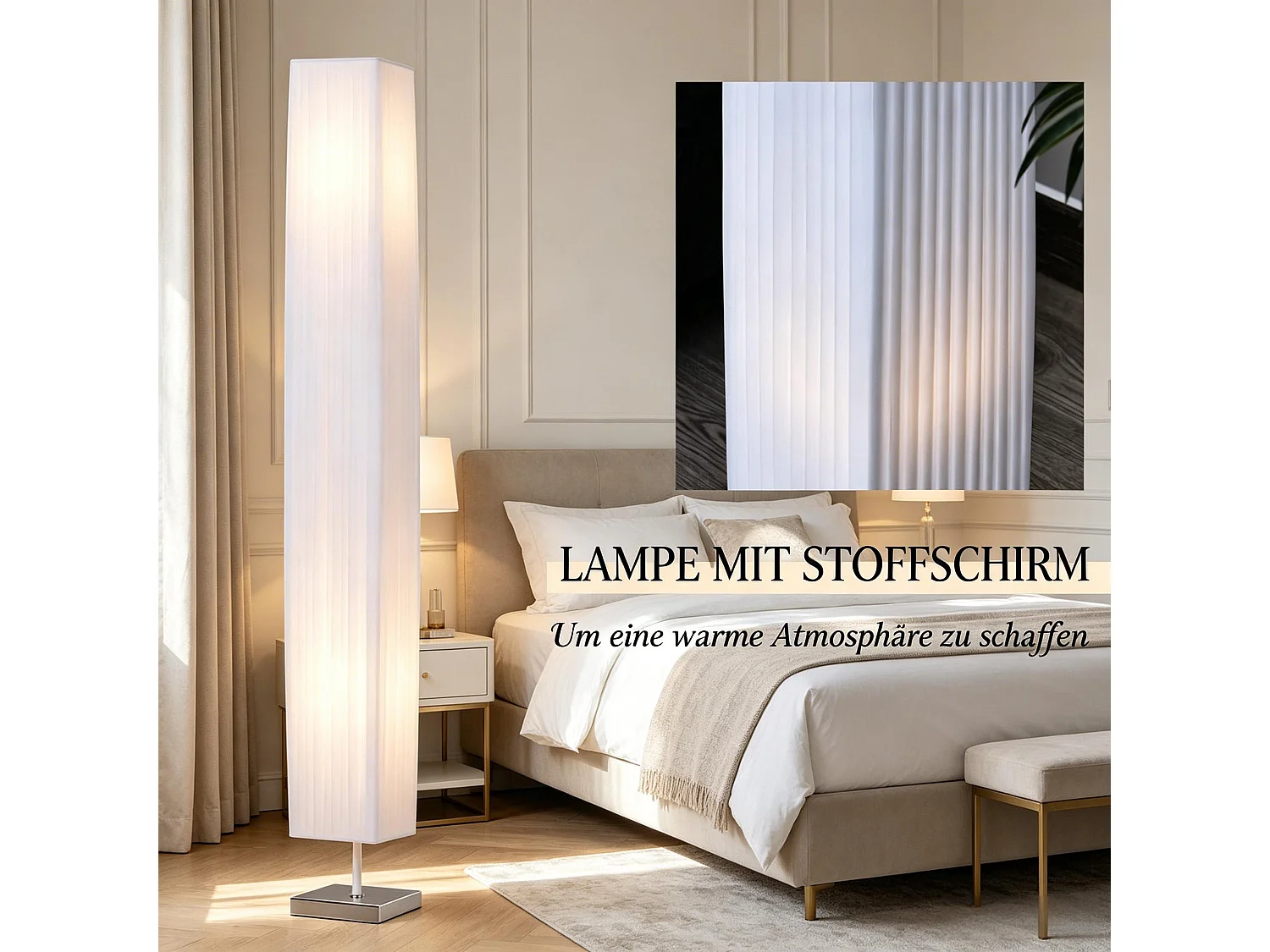 Lampadaire Colonne Design Moderne | Luminaire sur Pied 120 cm | Éclairage Ambiance pour Salon et Chambre | Structure en Acier Inoxydable | sans Ampoules