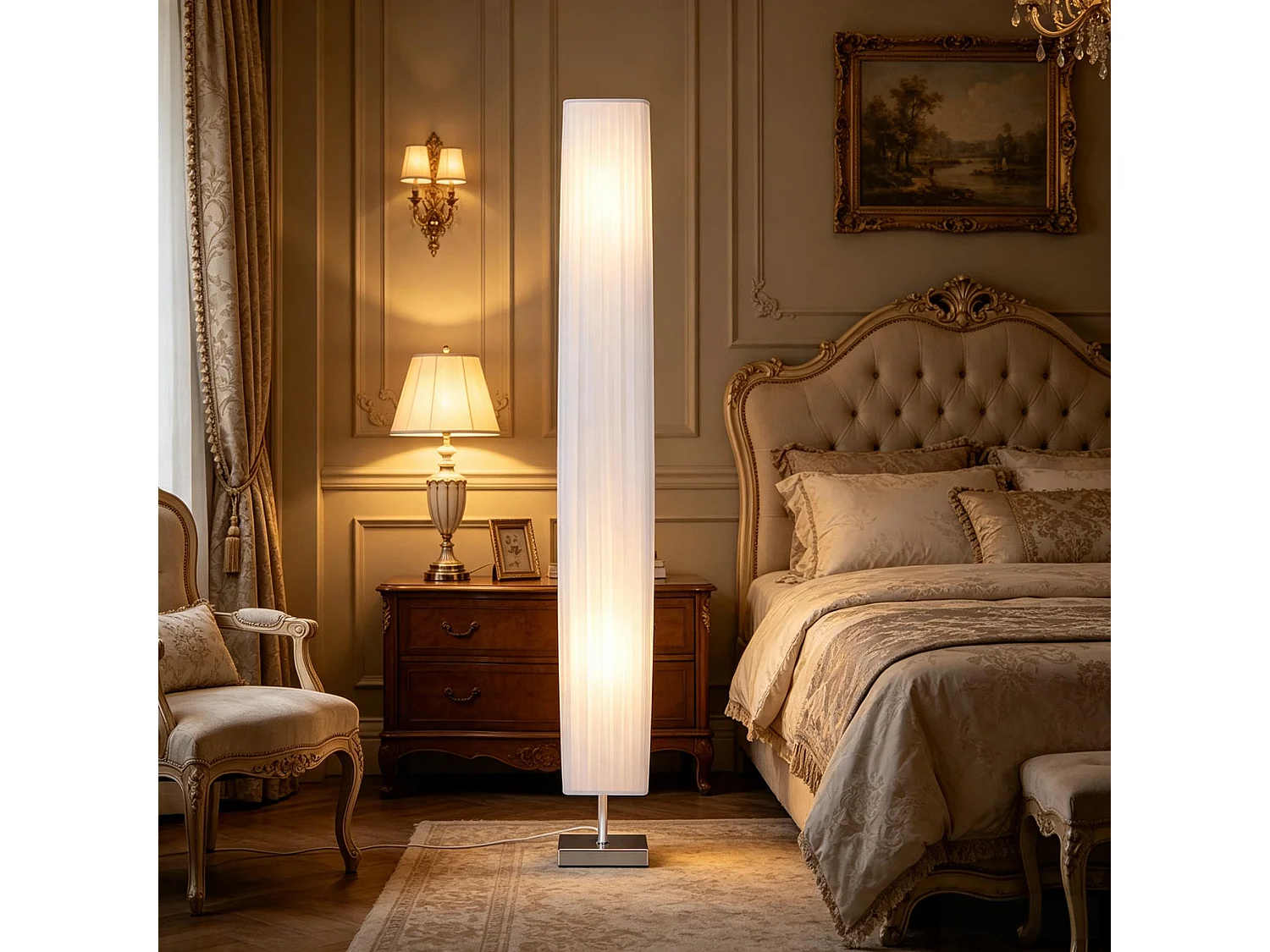 Lampadaire Colonne Design Moderne | Luminaire sur Pied 120 cm | Éclairage Ambiance pour Salon et Chambre | Structure en Acier Inoxydable | sans Ampoules