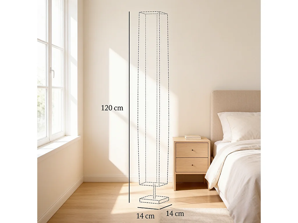 Lampadaire Colonne Design Moderne | Luminaire sur Pied 120 cm | Éclairage Ambiance pour Salon et Chambre | Structure en Acier Inoxydable | sans Ampoules