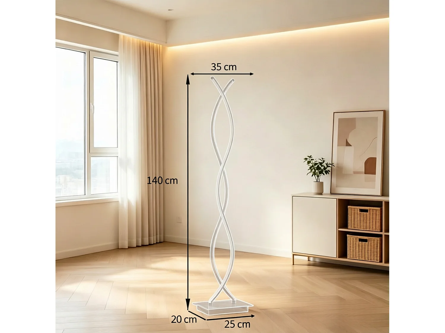 Lampadaire LED Design Double Spirale - Luminaire d'Exception pour Salon et Chambre - Noir, 28W, 4500K