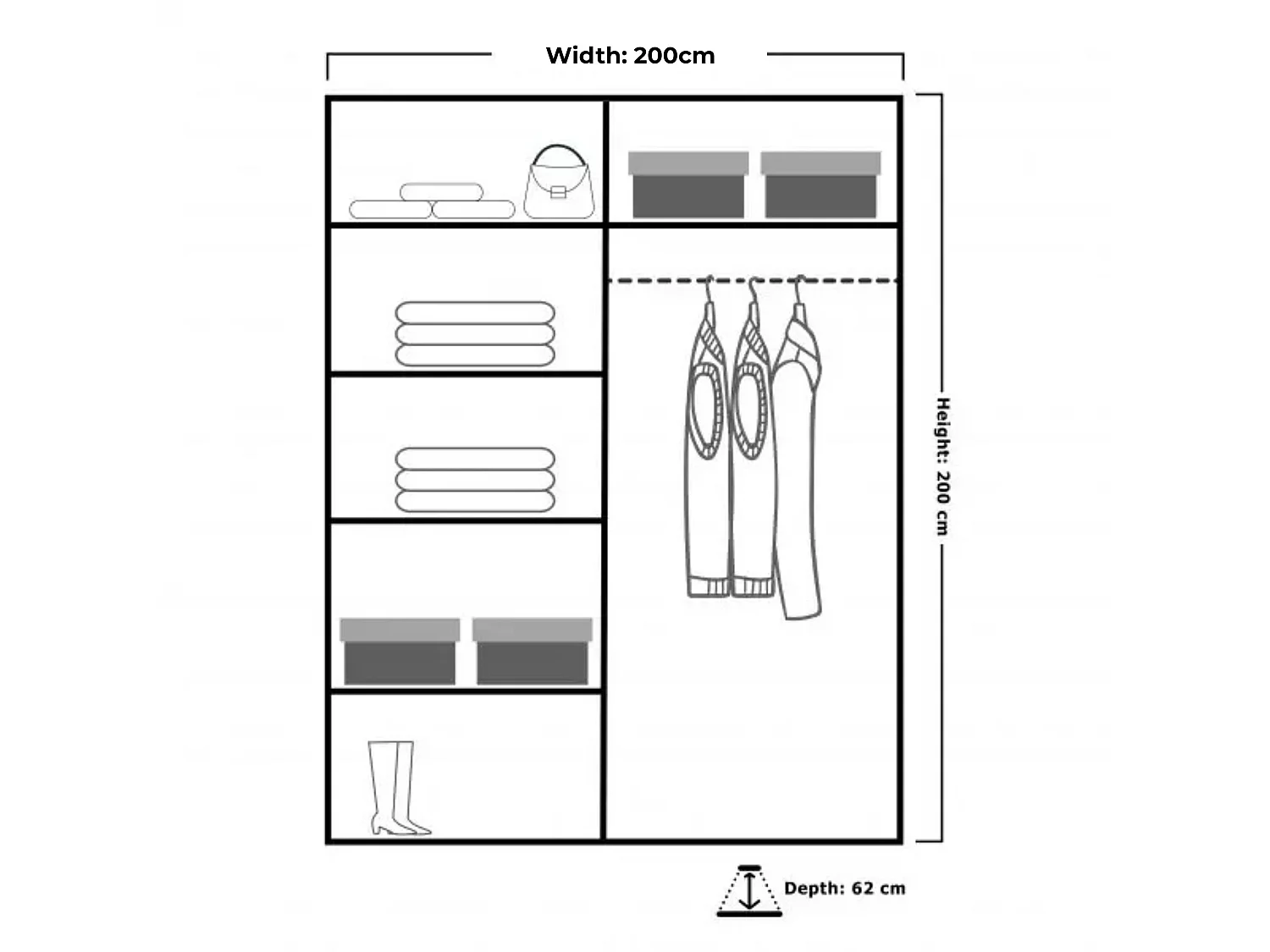 High Gloss Sliding Door Wardrobe with Mirror - white 200cm - Amsterdem