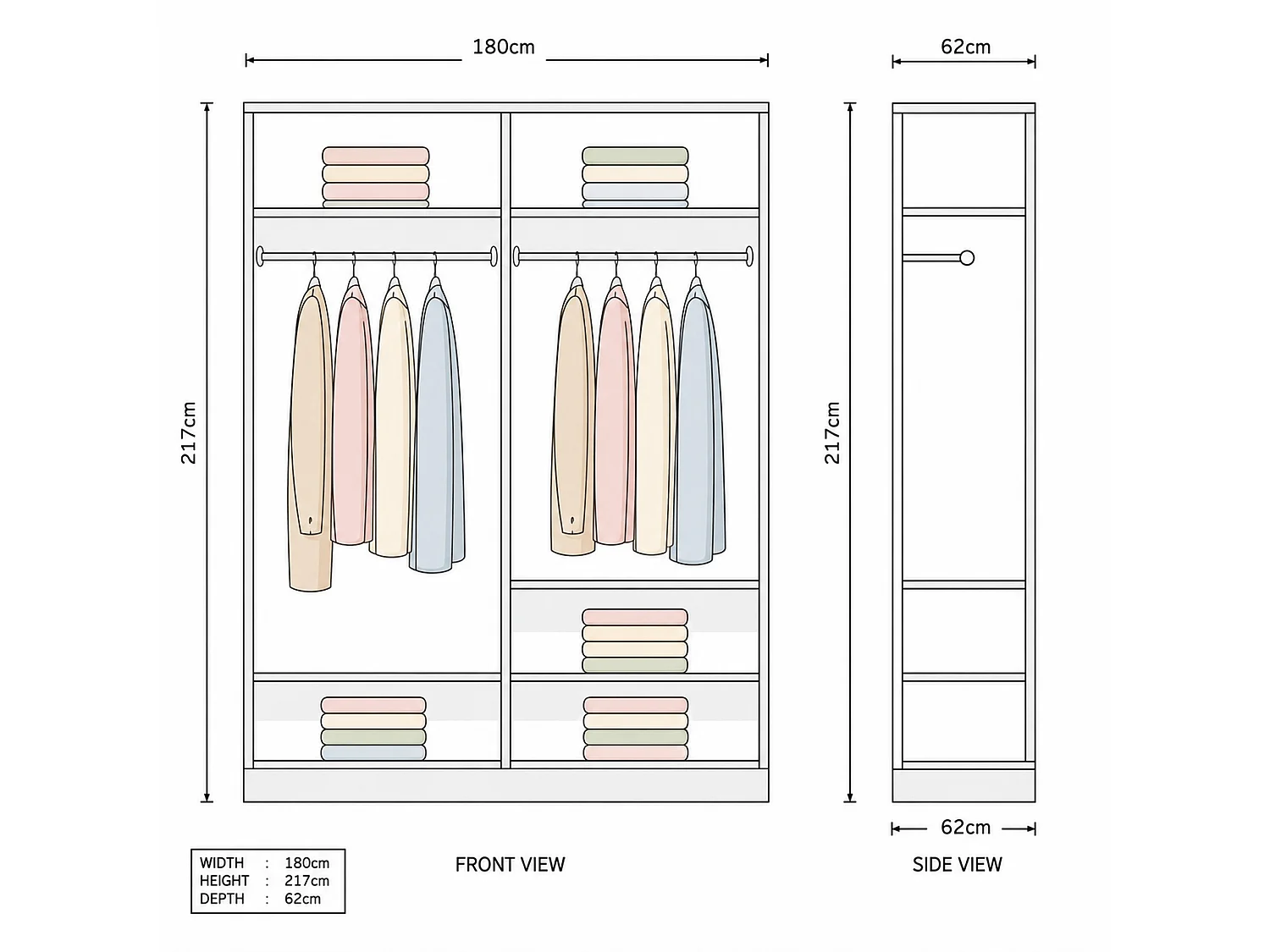 Sliding Wardrobe with Mirrored Doors - 180cm Grey - Modern