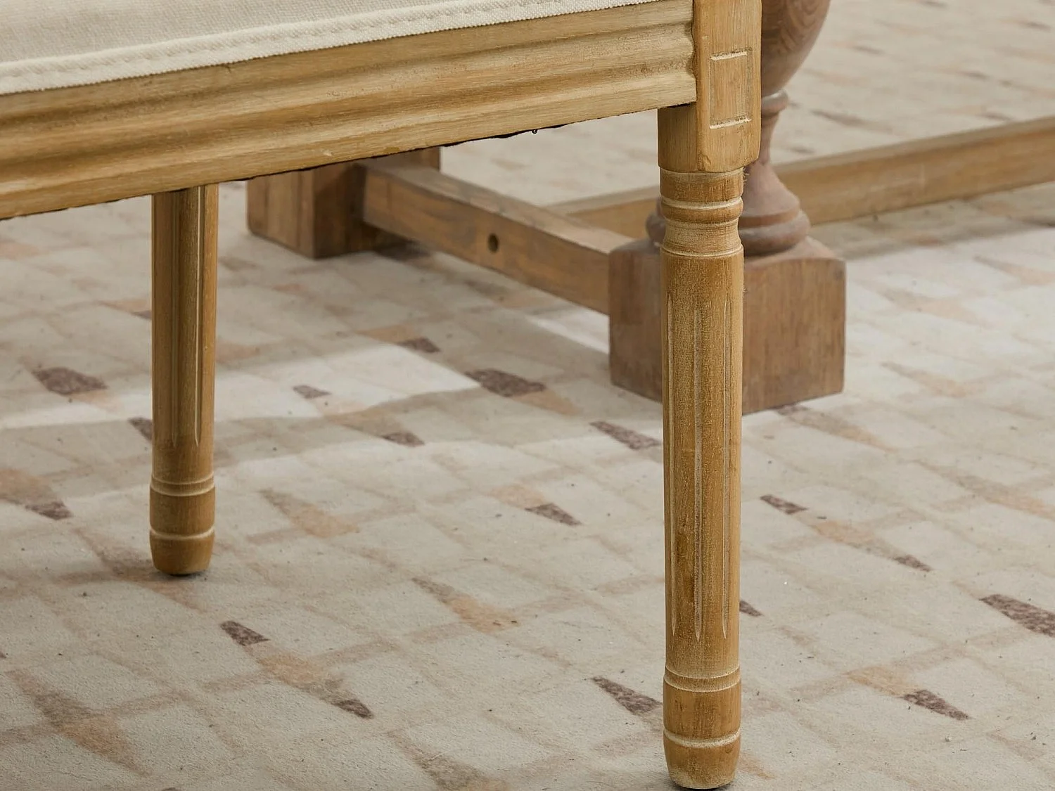 Lot de 2 Chaises de Salle à Manger en Bois Massif et Rotin, Style Médaillon Champêtre, Assise Tissu Lin (Beige/Gris/Vert/Brun)