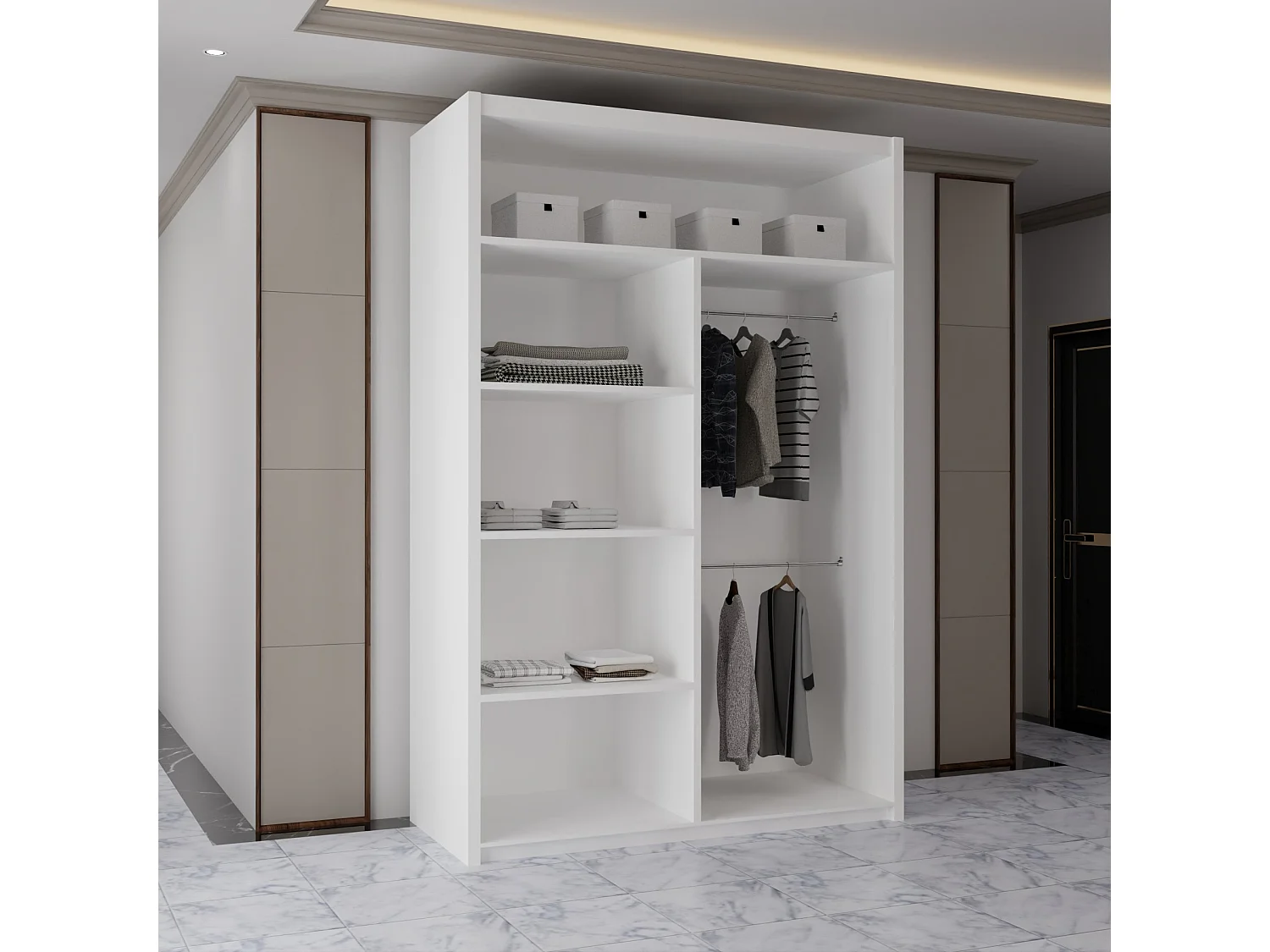 Sliding Mirrored Door Wardrobe - 120cm - White - Vision