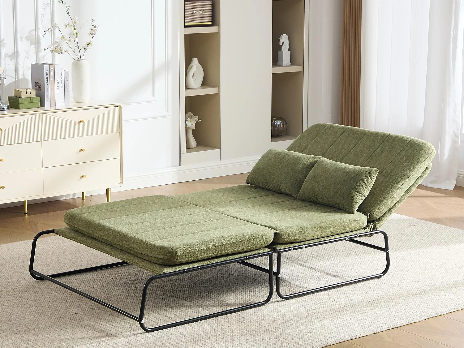 Canapé Convertible 1 place XXXL Style Industriel, Fauteuil Convertible avec Rangement Latéral, Confort Ergonomique pour Petit Espace