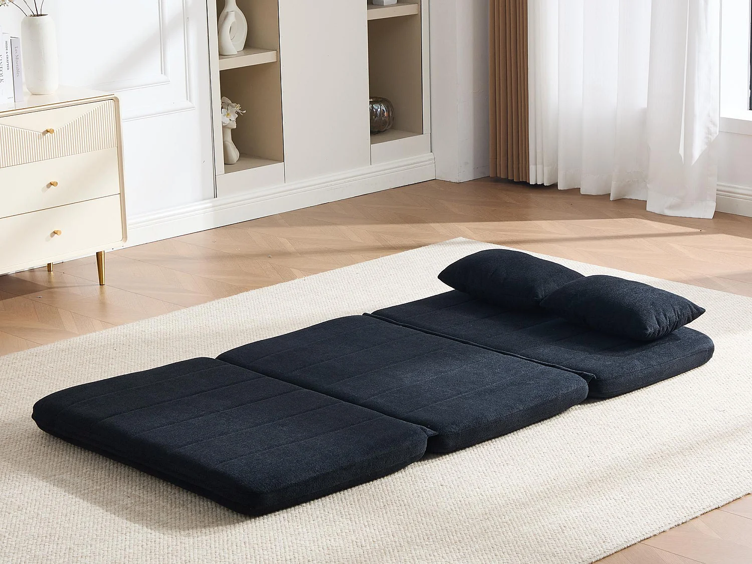 Canapé Convertible 1 place XXXL Style Industriel, Fauteuil Convertible avec Rangement Latéral, Confort Ergonomique pour Petit Espace