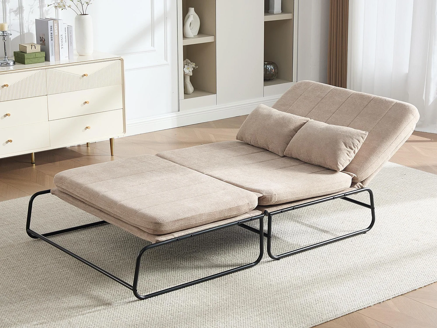 Canapé Convertible 1 place XXXL Style Industriel, Fauteuil Convertible avec Rangement Latéral, Confort Ergonomique pour Petit Espace