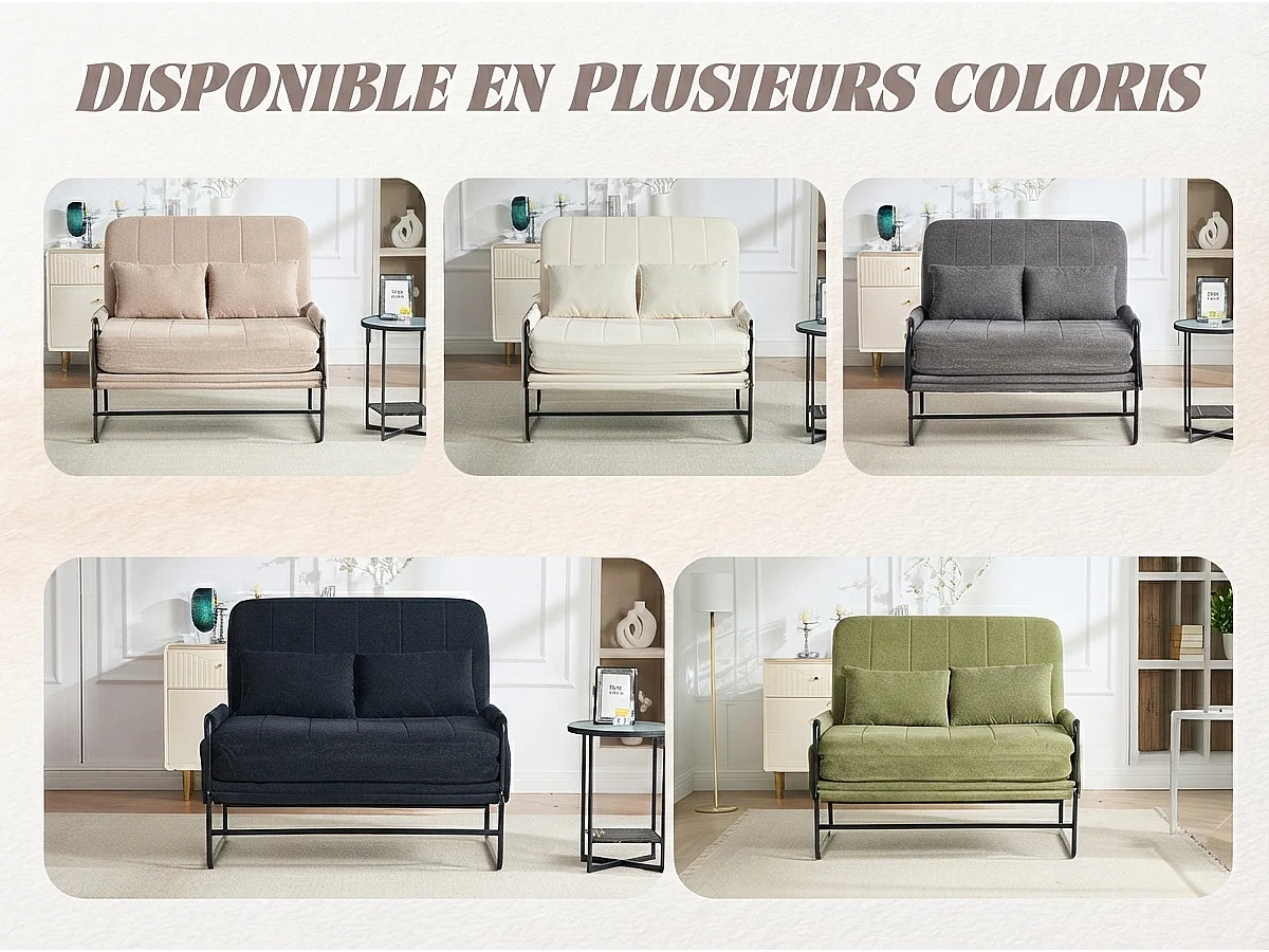 Canapé Convertible 1 place XXXL Style Industriel, Fauteuil Convertible avec Rangement Latéral, Confort Ergonomique pour Petit Espace