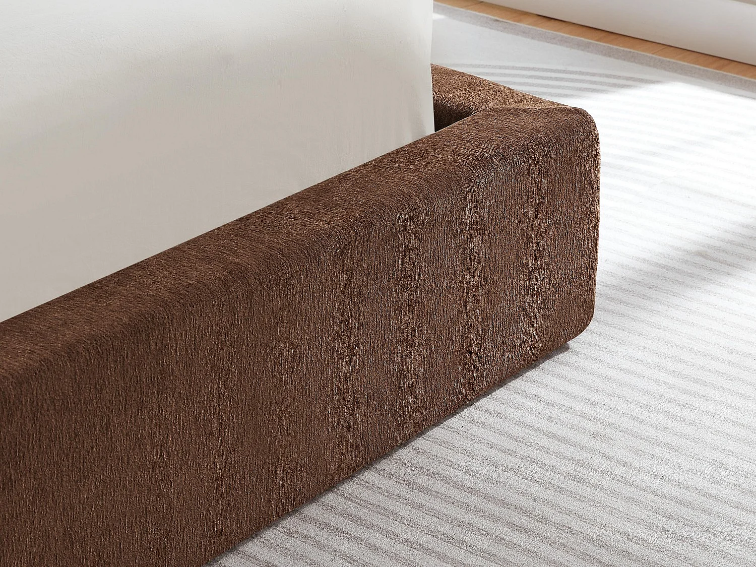Gestoffeerd Bed ÉPURE 160x200cm - Tweepersoonsbed met Minimalistisch Ontwerp en Stevige Structuur, Eenvoudige Montage, Bruin