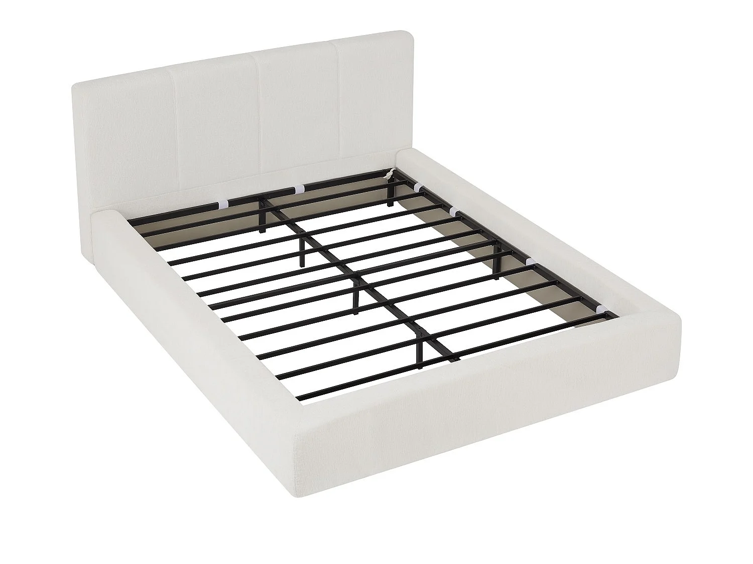 Gestoffeerd Bed ÉPURE 140x200cm - Tweepersoonsbed met Minimalistisch Ontwerp en Stevige Structuur, Eenvoudige Montage, Beige / Bruin