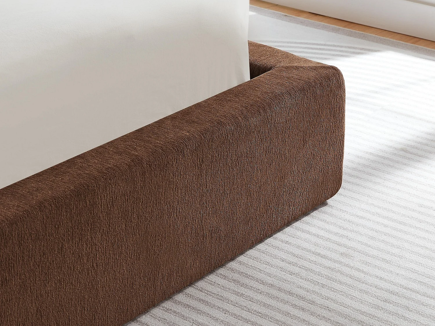 Gestoffeerd Bed ÉPURE 140x200cm - Tweepersoonsbed met Minimalistisch Ontwerp en Stevige Structuur, Eenvoudige Montage, Bruin