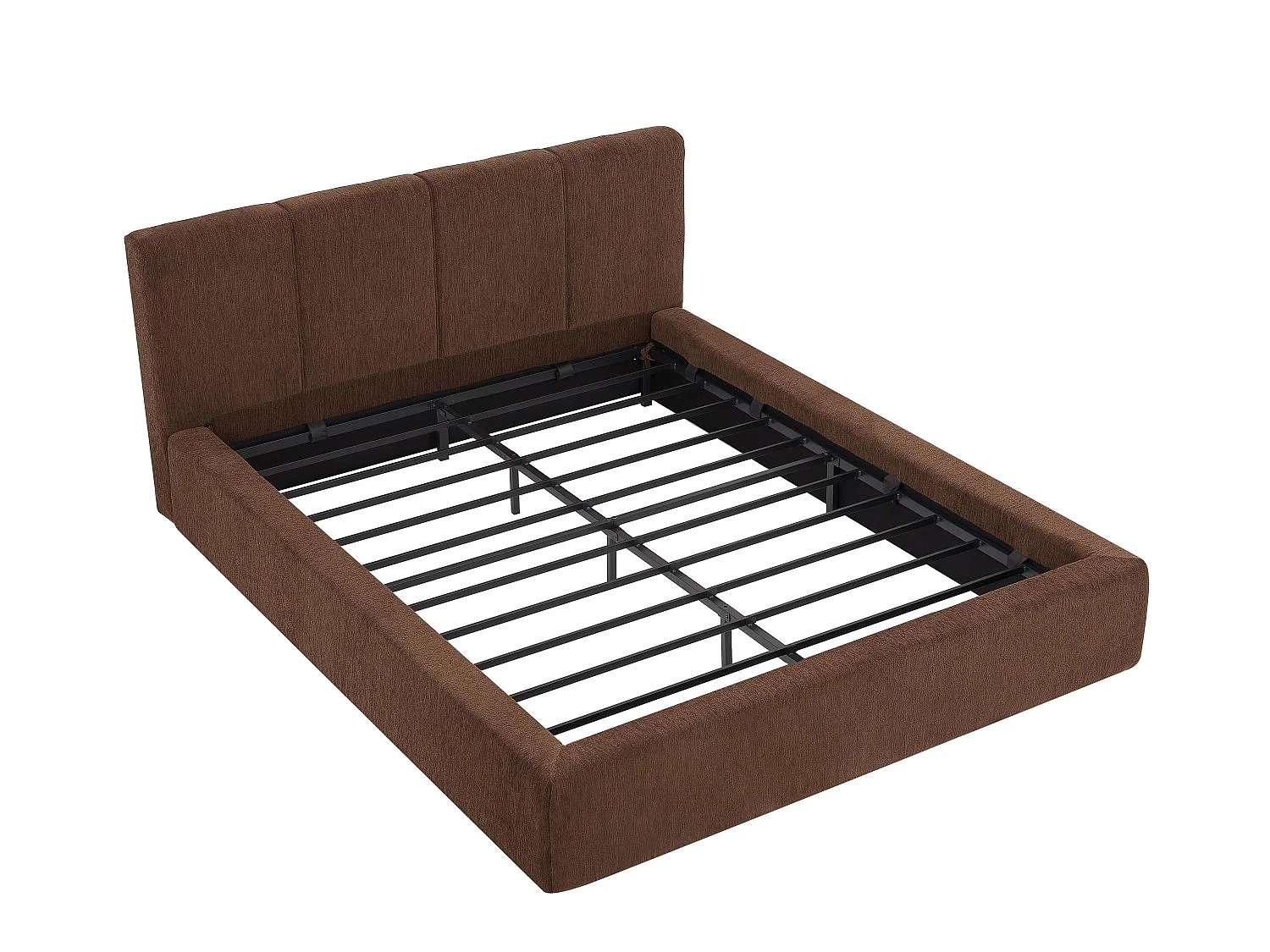 Gestoffeerd Bed ÉPURE 140x200cm - Tweepersoonsbed met Minimalistisch Ontwerp en Stevige Structuur, Eenvoudige Montage, Bruin