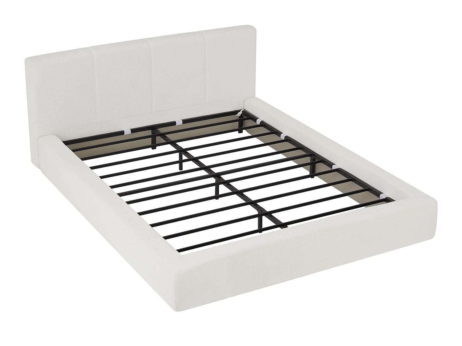 Gestoffeerd Bed ÉPURE 160x200cm - Tweepersoonsbed met Minimalistisch Ontwerp en Stevige Structuur, Eenvoudige Montage, Beige / Bruin