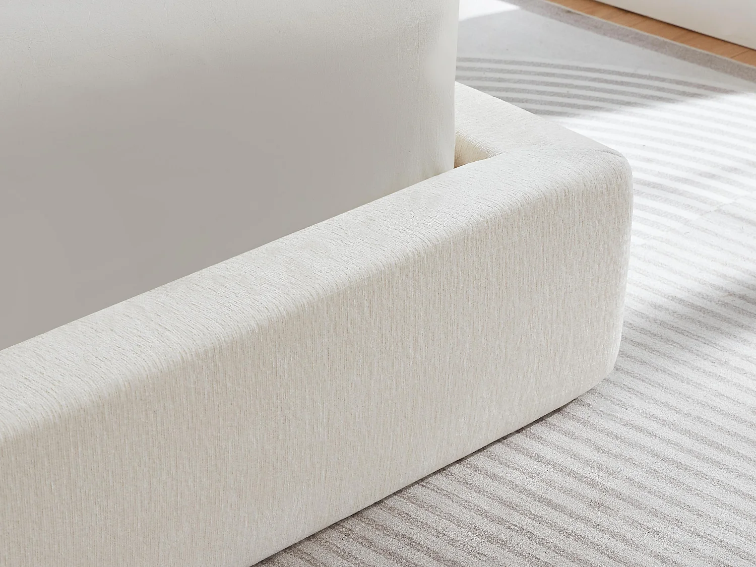 Gestoffeerd Bed ÉPURE 160x200cm - Tweepersoonsbed met Minimalistisch Ontwerp en Stevige Structuur, Eenvoudige Montage, Beige / Bruin