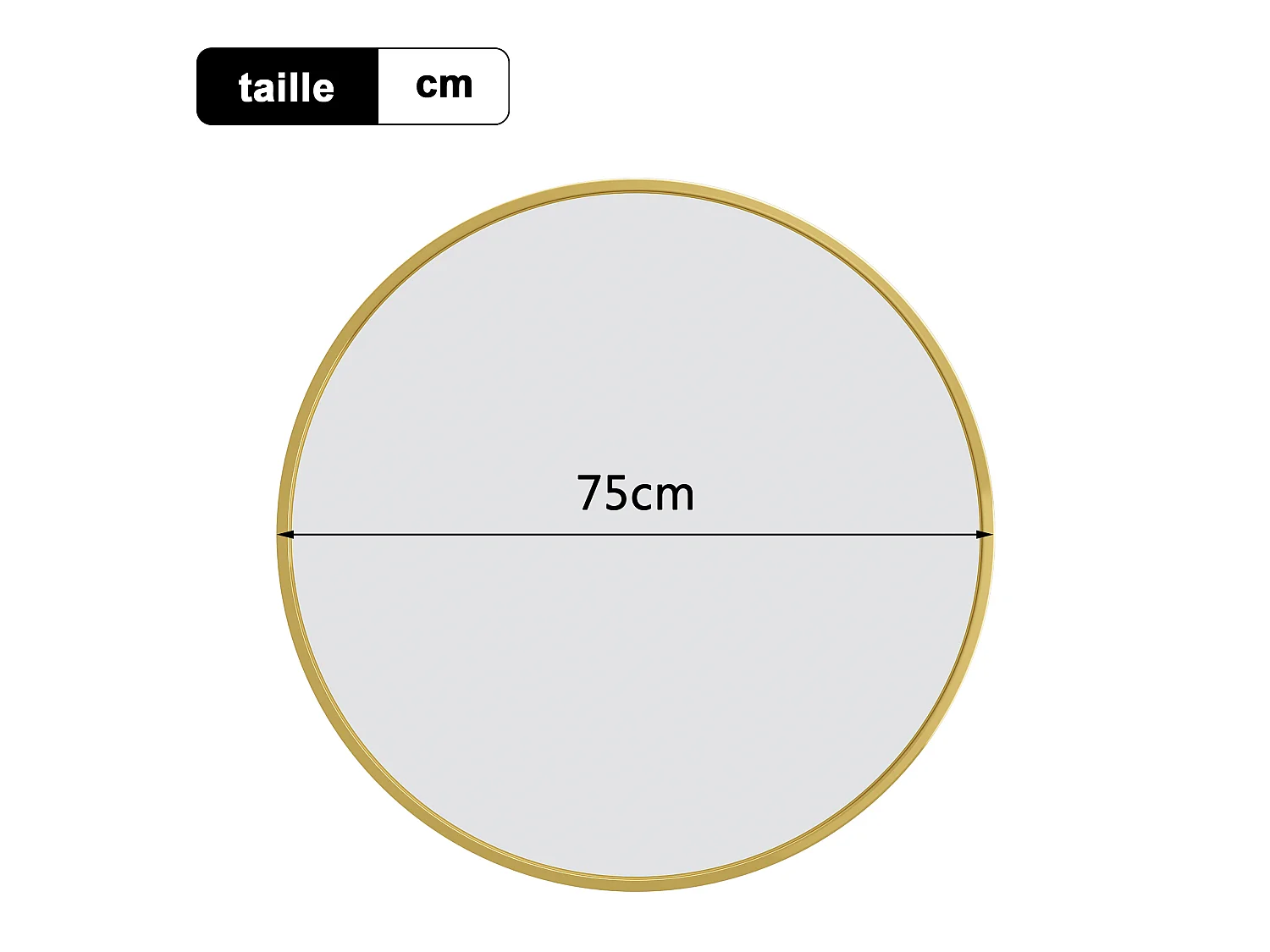 Miroir Mural Chambre Doré - Grand Miroir Mural Rond 75cm - Verre HD Sans Distorsion - Cadre Renforcé - Accrochage Facile