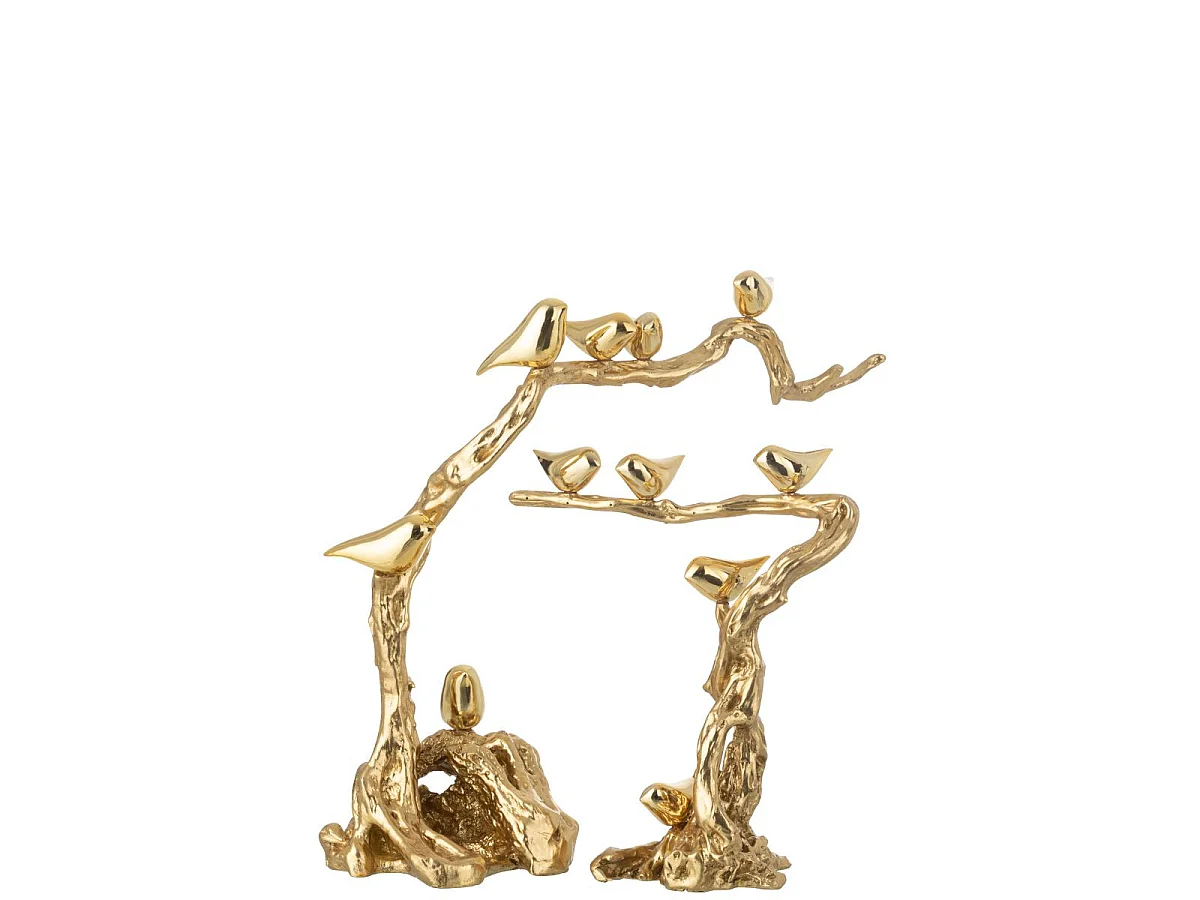 Oiseaux sur Branche en Résine "Maribel" 62cm Doré