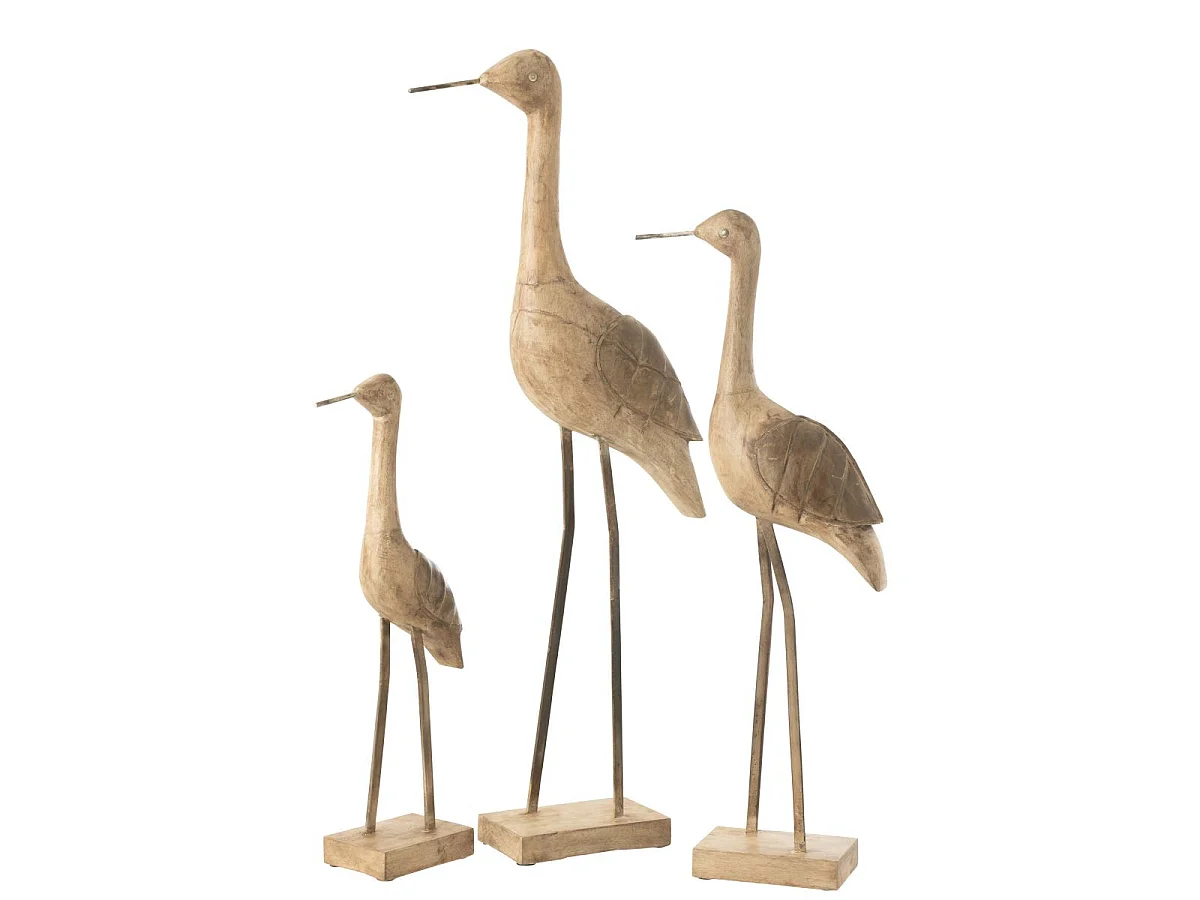 Statue Déco Oiseau en Bois "Denny" 86cm Marron