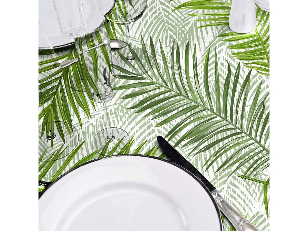 Nappe Ronde "Green Feuilles" 160cm Vert