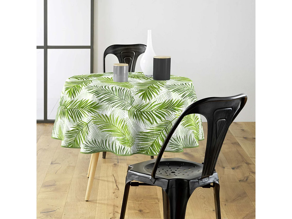 Nappe Ronde "Green Feuilles" 160cm Vert