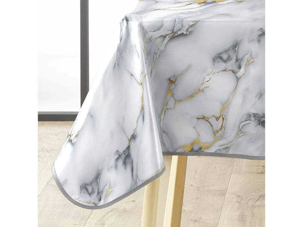Nappe Toile Cirée "Marquina" 140x240cm Gris