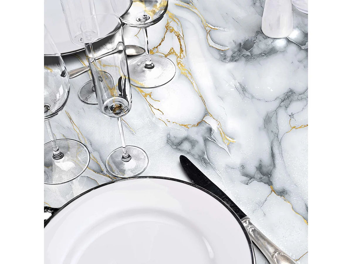 Nappe Toile Cirée "Marquina" 140x240cm Gris