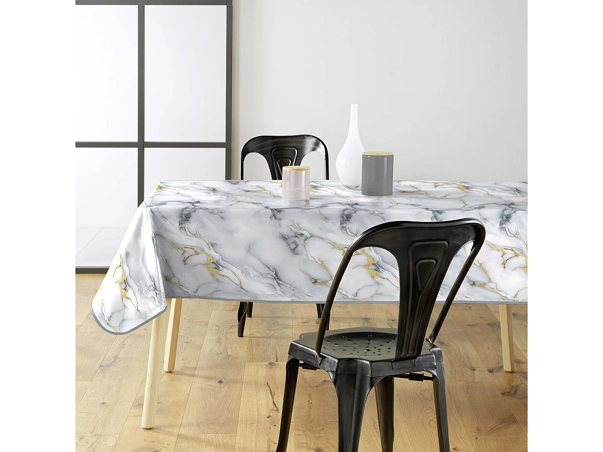 Nappe Toile Cirée "Marquina" 140x240cm Gris