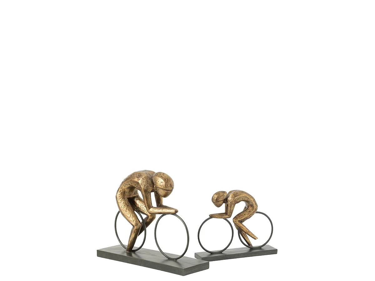 Statuette Déco sur Socle "Cycliste" 37cm Or